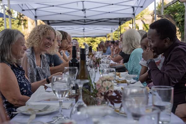 A dinner party outside
